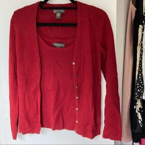 Red merino wool sweater set